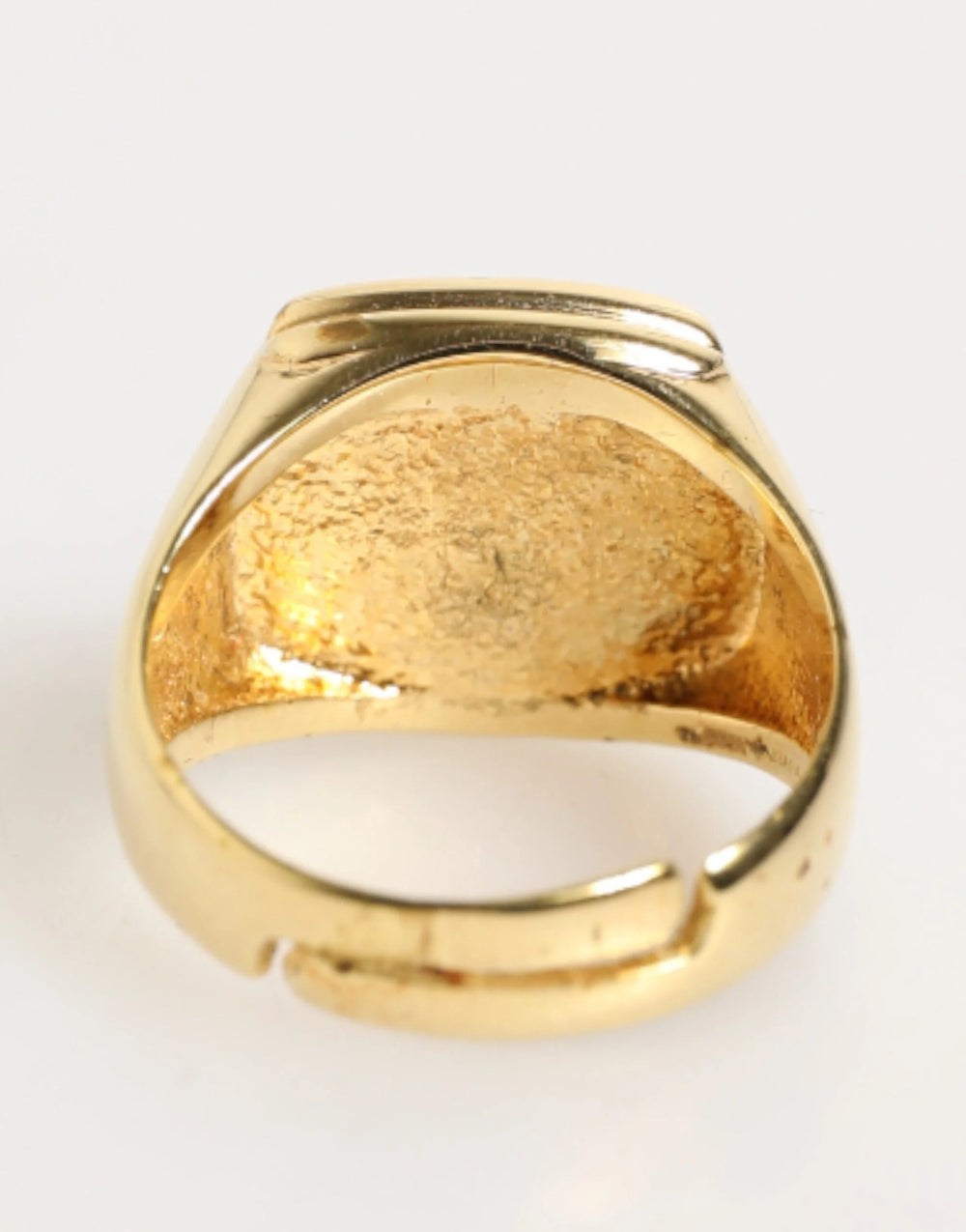 Dolce & Gabbana Gold Tone Enamel Brass Signet DG Logo Adjustable Ring - Rings