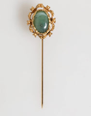 Dolce & Gabbana Gold Tone Green Stone Antique Men Accessory Brooch Pin - Brooches & Lapel Pins