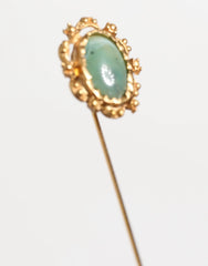 Dolce & Gabbana Gold Tone Green Stone Antique Men Accessory Brooch Pin - Brooches & Lapel Pins