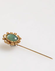 Dolce & Gabbana Gold Tone Green Stone Antique Men Accessory Brooch Pin - Brooches & Lapel Pins