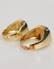 Dolce & Gabbana Gold-Tone Real Brass Black Enamel ’DG’ Adjustable Rings