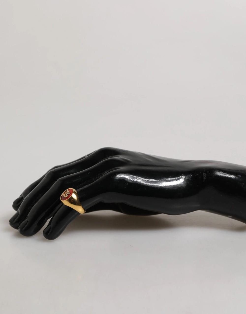 Dolce & Gabbana Gold Tone Real Brass Red DG Logo Men Ring - EU58 | US9 - Rings