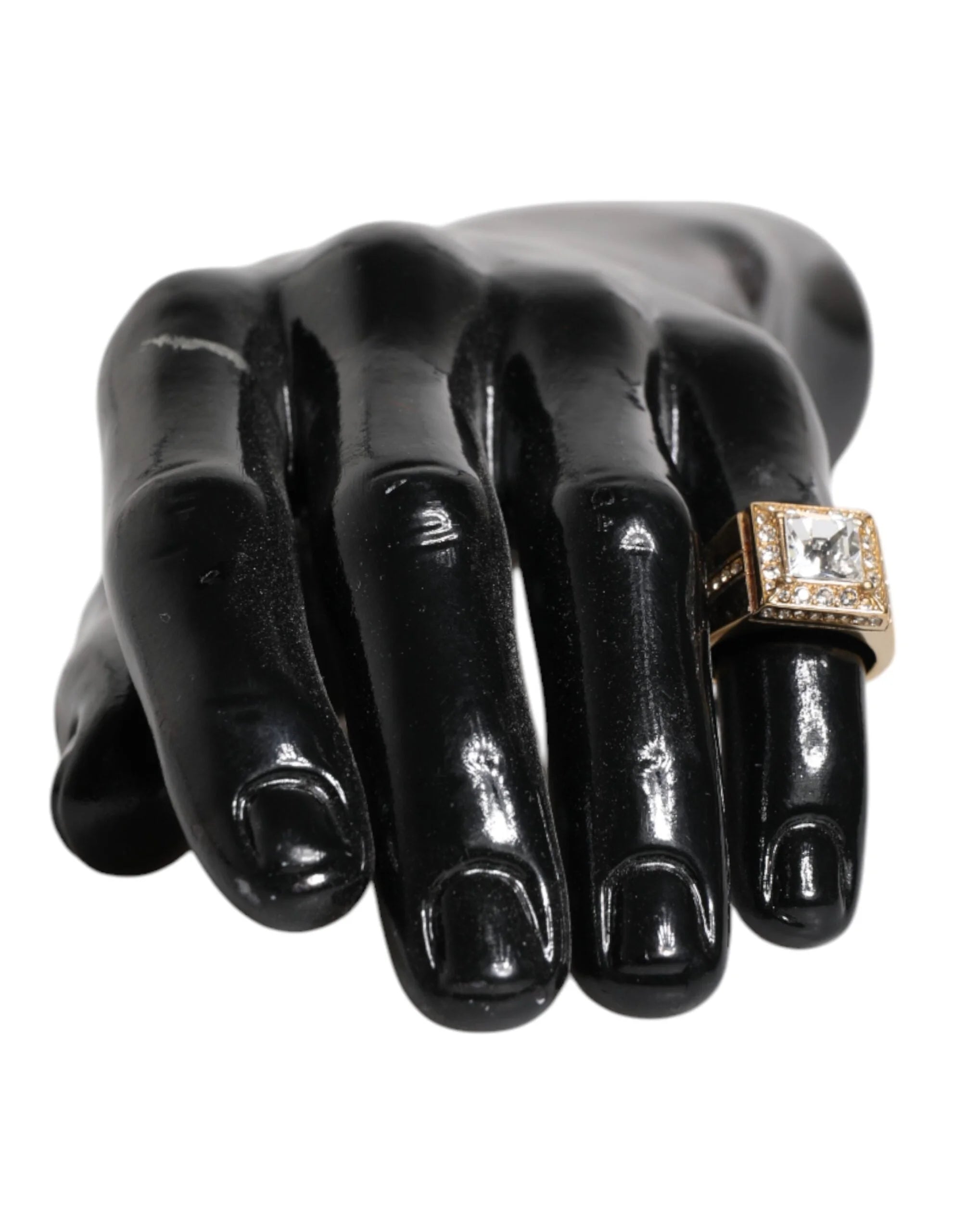 Dolce & Gabbana Gold Tone Sterling Silver 925 Crystals Ring - EU58 | US9 - Rings