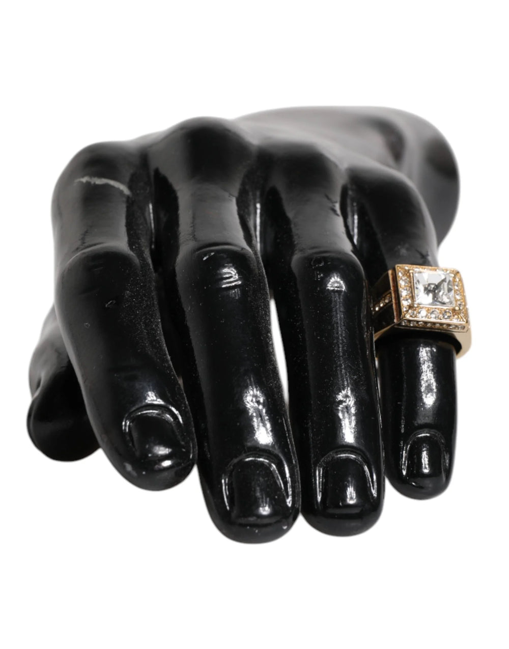 Dolce & Gabbana Gold Tone Sterling Silver 925 Crystals Ring - EU58 | US9 - Rings