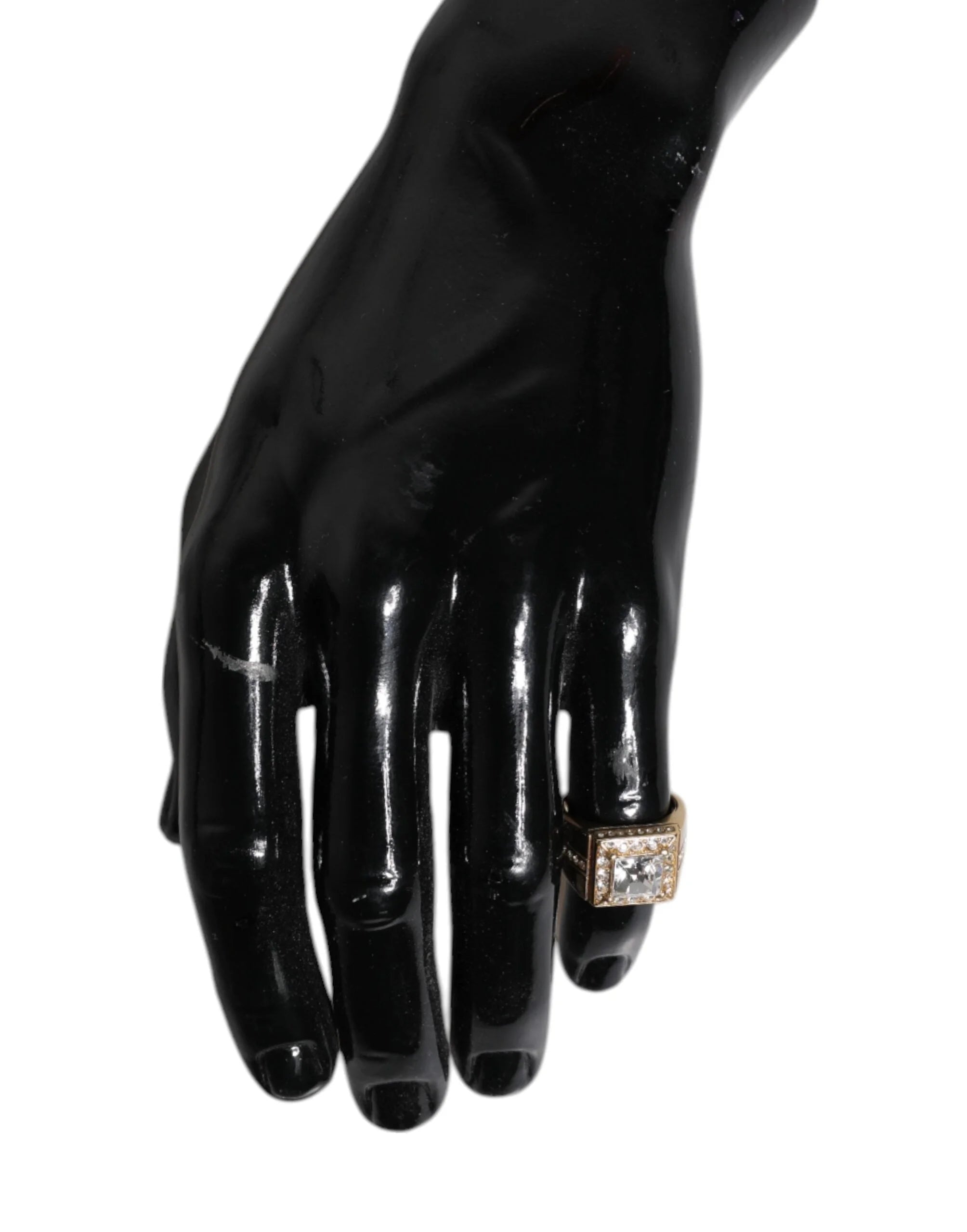 Dolce & Gabbana Gold Tone Sterling Silver 925 Crystals Ring - EU58 | US9 - Rings