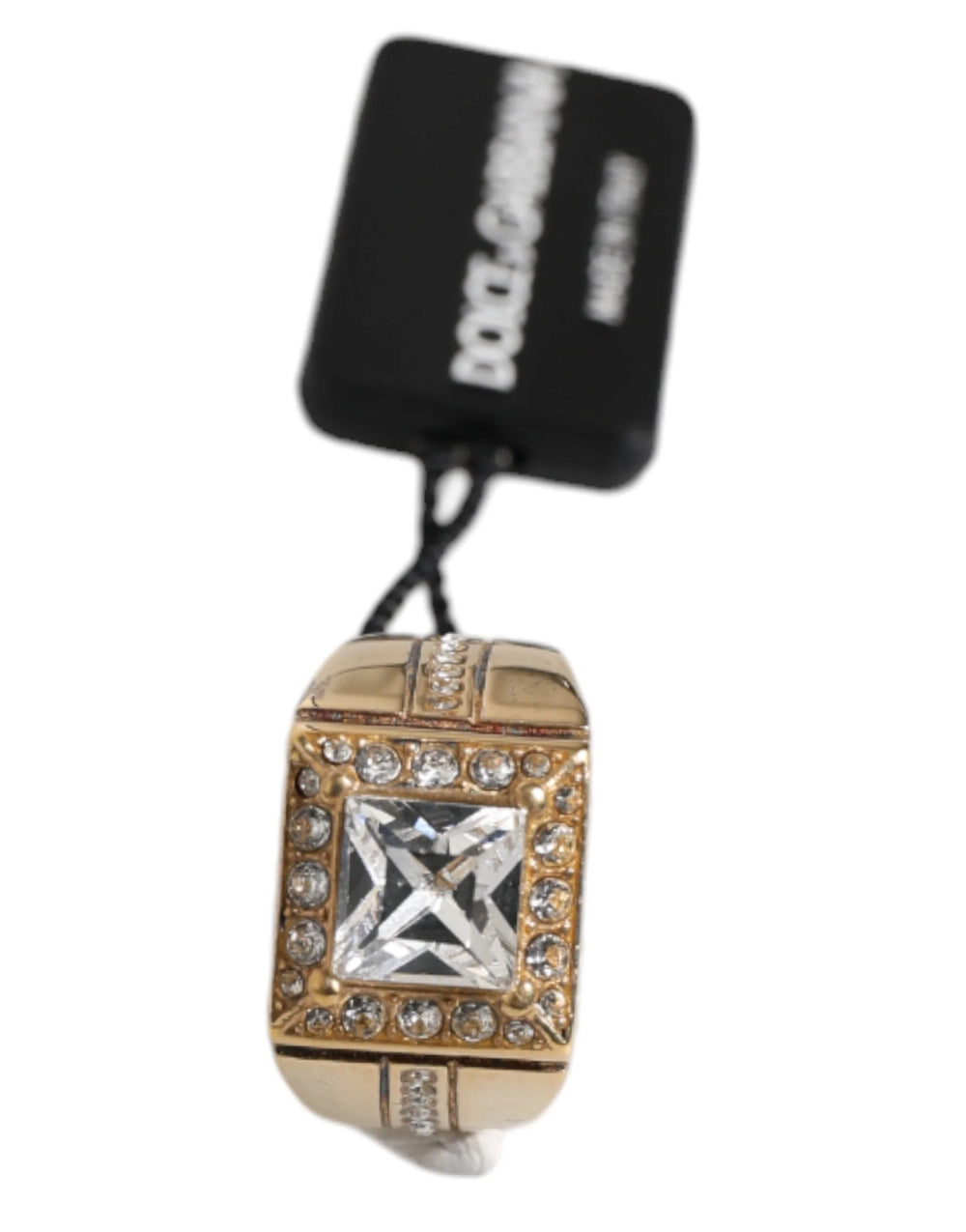 Dolce & Gabbana Gold Tone Sterling Silver 925 Crystals Ring - EU58 | US9 - Rings