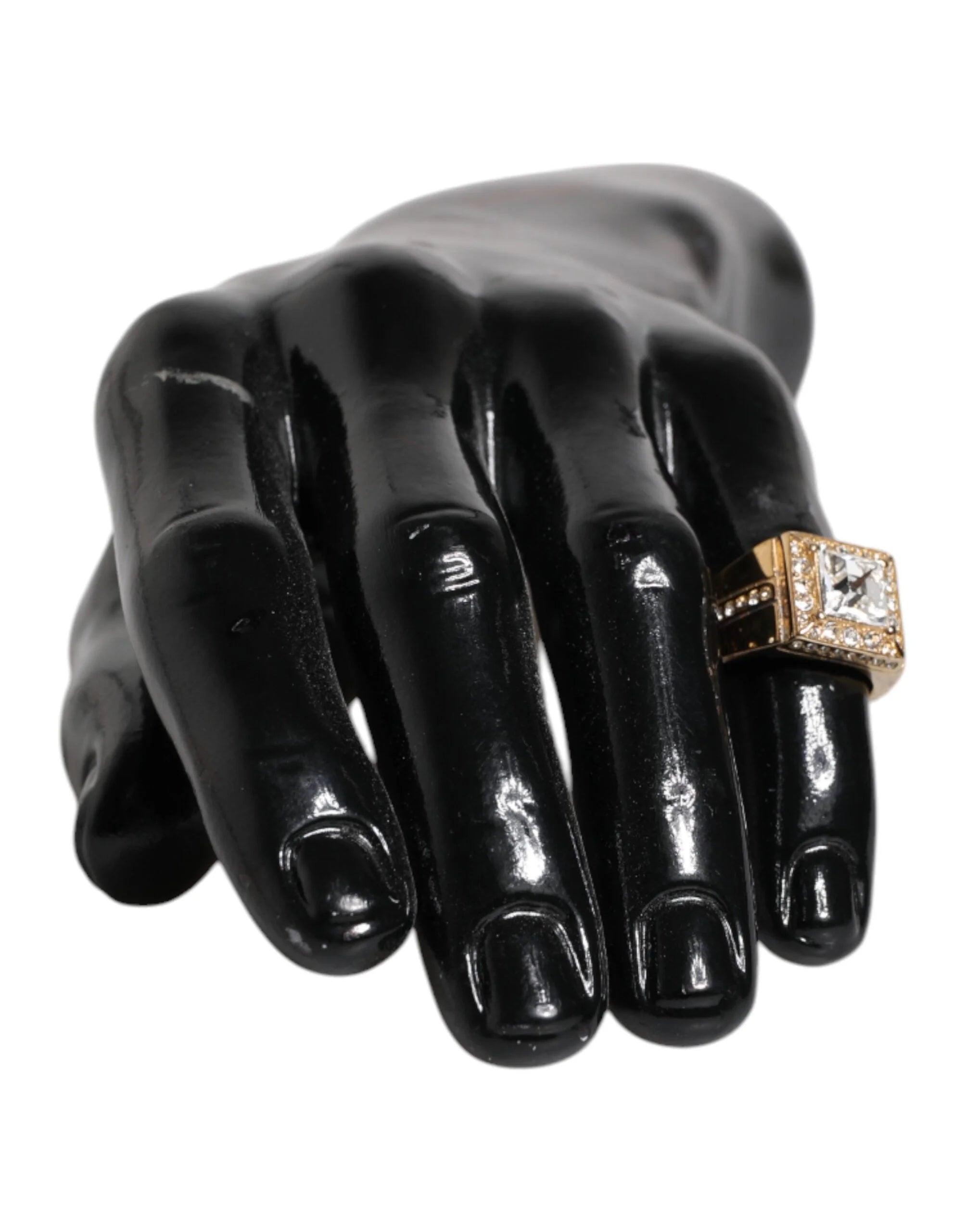 Dolce & Gabbana Gold Tone Sterling Silver 925 Crystals Ring - EU58 | US9 - Rings