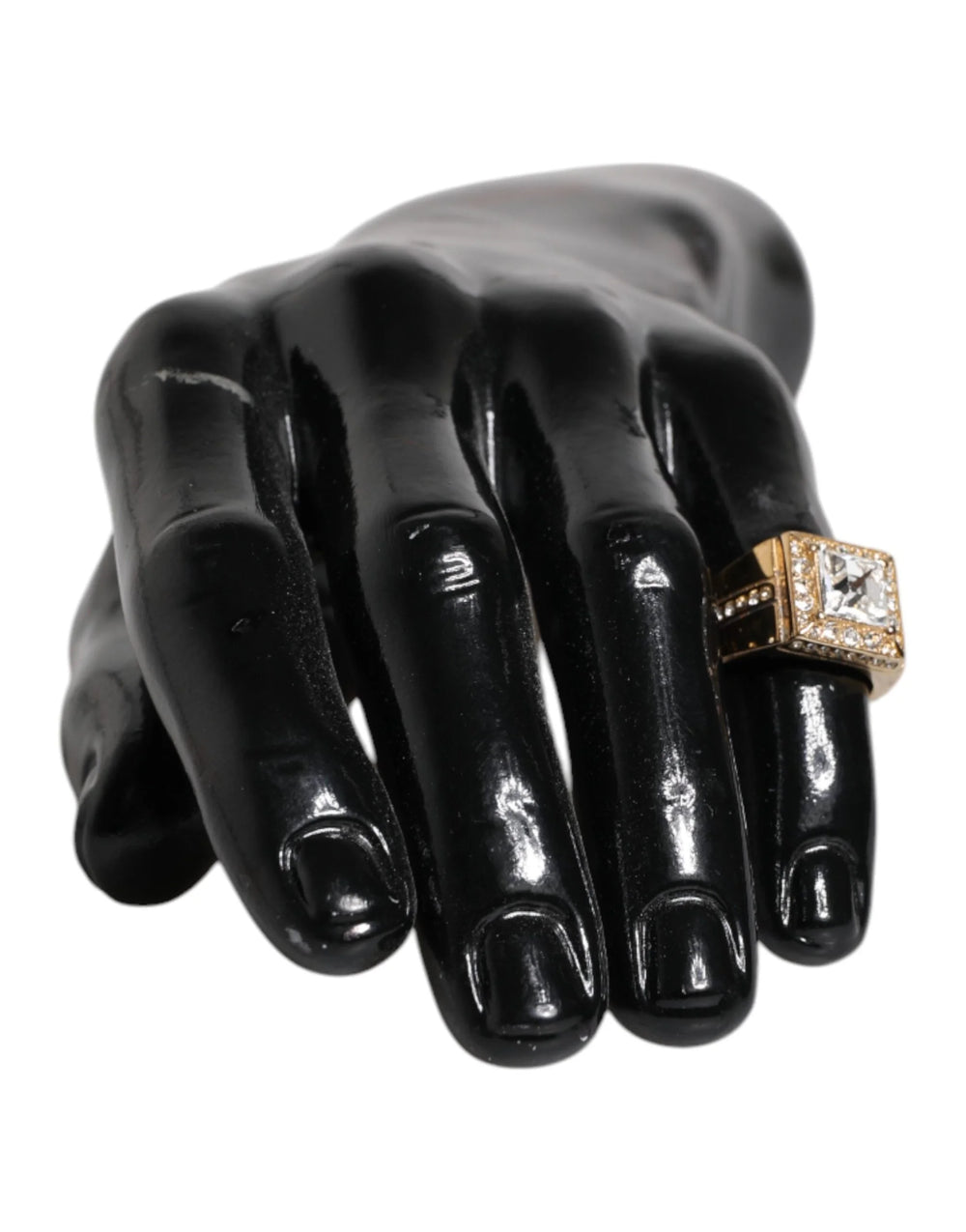 Dolce & Gabbana Gold Tone Sterling Silver 925 Crystals Ring - EU58 | US9 - Rings