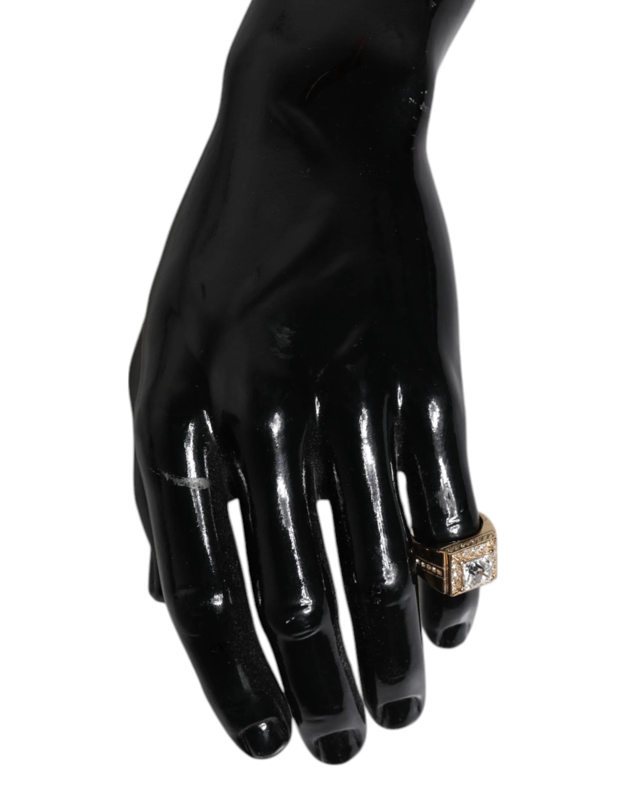 Dolce & Gabbana Gold Tone Sterling Silver 925 Crystals Ring - EU58 | US9 - Rings