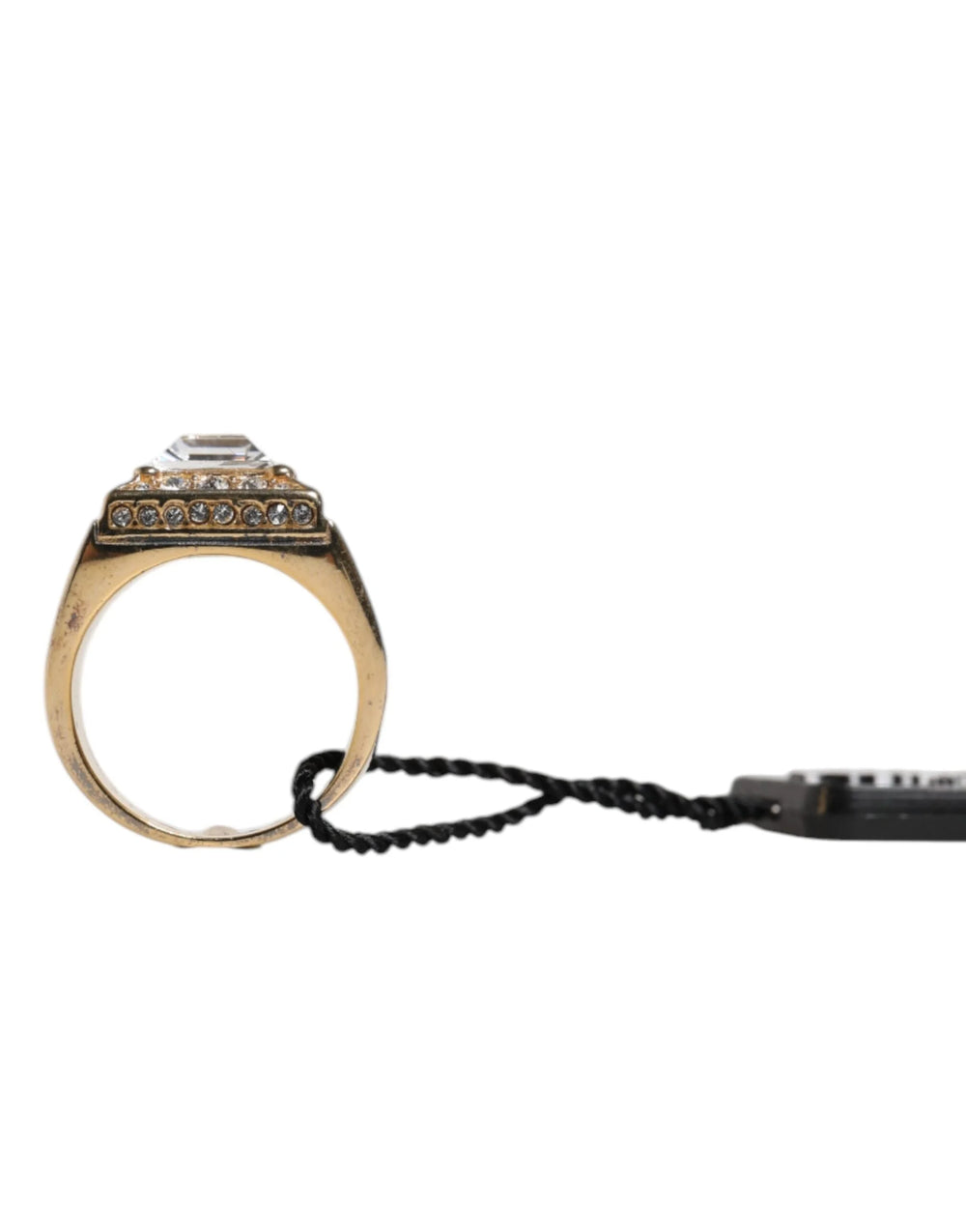 Dolce & Gabbana Gold Tone Sterling Silver 925 Crystals Ring - EU58 | US9 - Rings