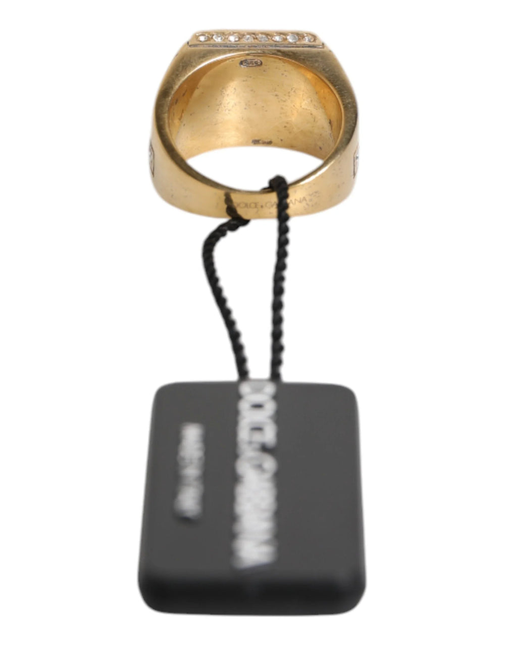 Dolce & Gabbana Gold Tone Sterling Silver 925 Crystals Ring - EU58 | US9 - Rings