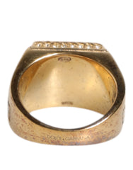 Dolce & Gabbana Gold Tone Sterling Silver 925 Crystals Ring - EU58 | US9