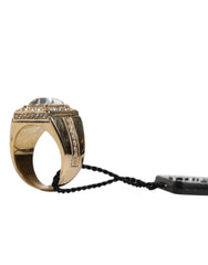 Dolce & Gabbana Gold Tone Sterling Silver 925 Crystals Ring - EU58 | US9