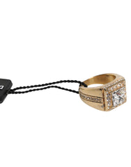 Dolce & Gabbana Gold Tone Sterling Silver 925 Crystals Ring - EU58 | US9