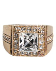 Dolce & Gabbana Gold Tone Sterling Silver 925 Crystals Ring - EU58 | US9