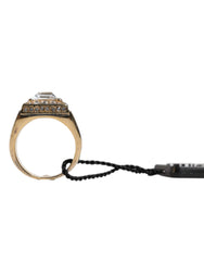 Dolce & Gabbana Gold Tone Sterling Silver 925 Crystals Ring - EU58 | US9
