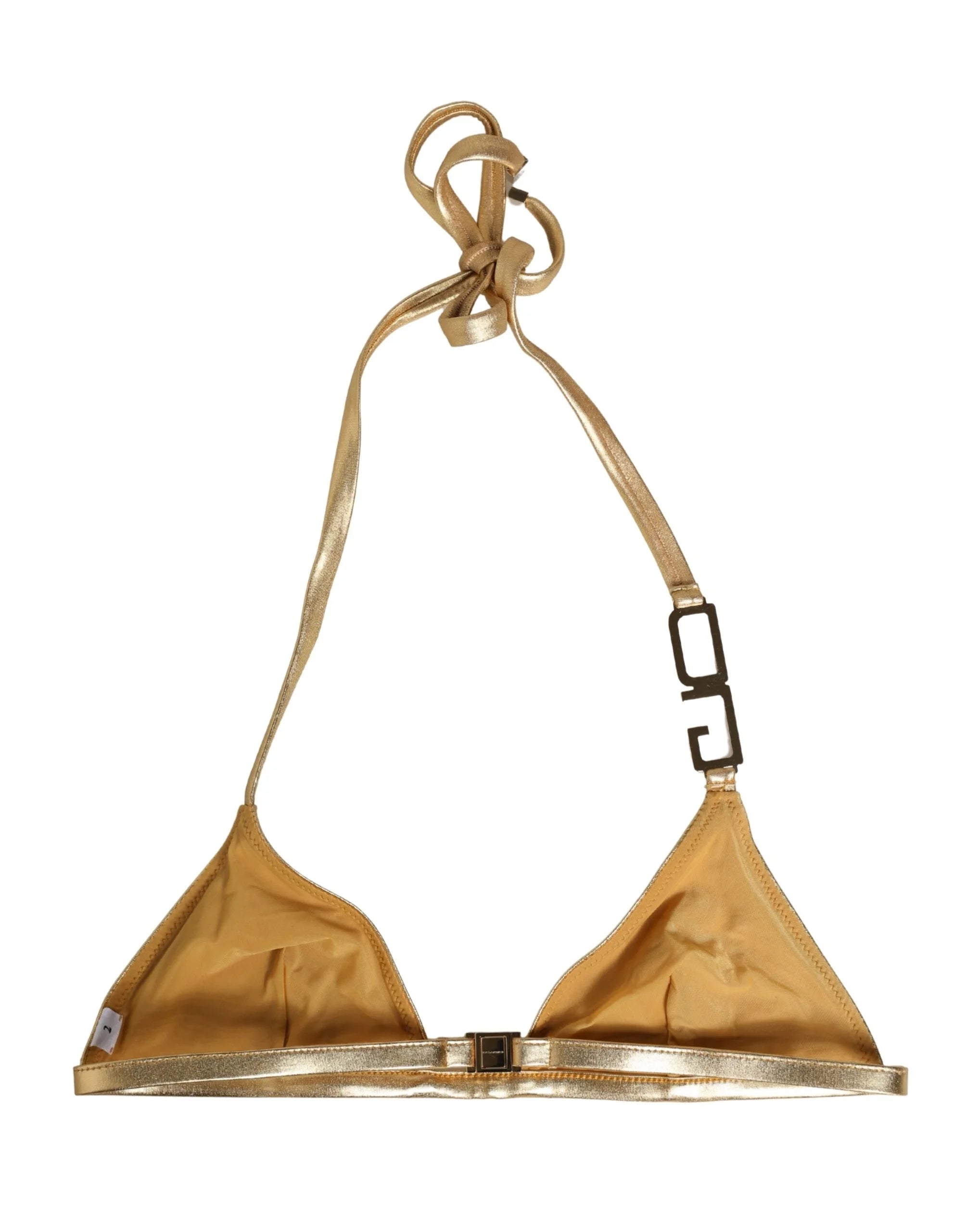 Dolce & Gabbana Gold-Tone Triangle Bikini Top DG Logo Swimwear - IT2 | S
