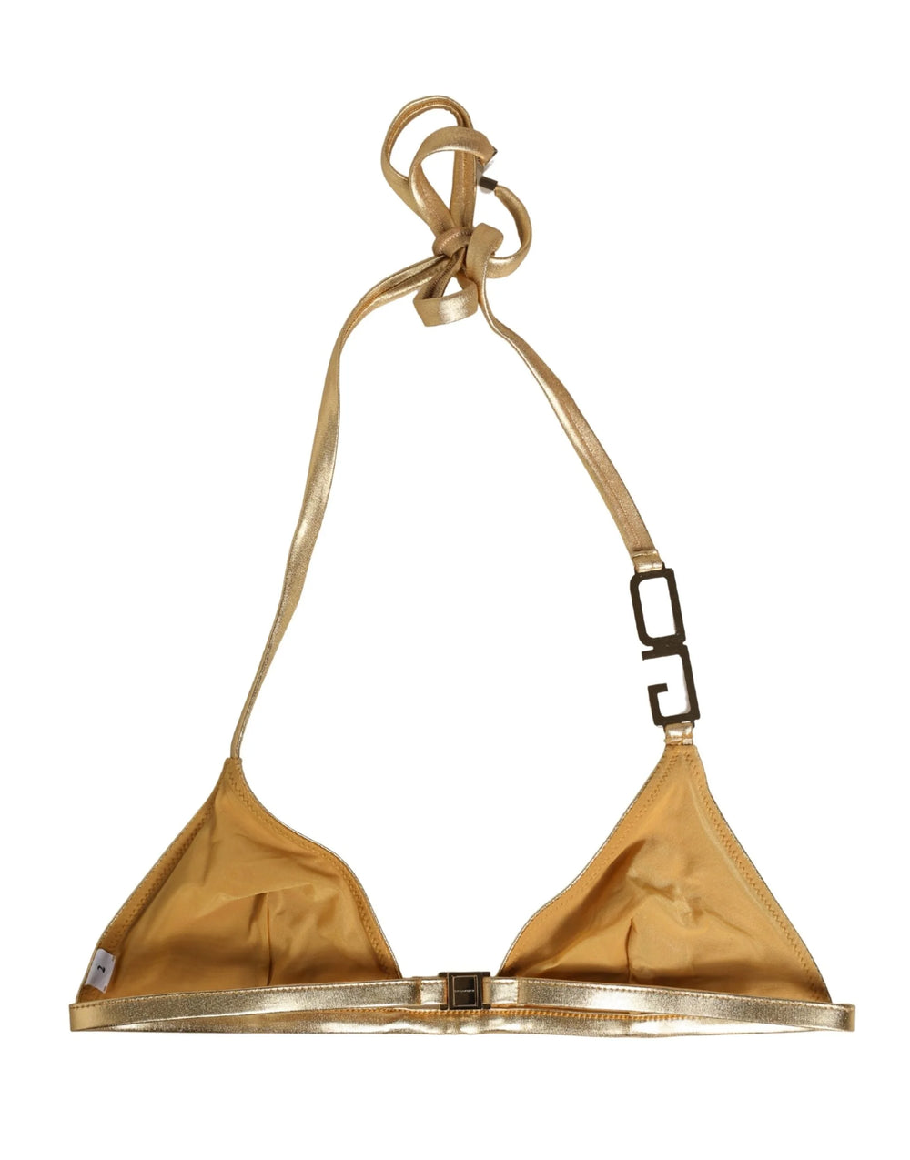 Dolce & Gabbana Gold-Tone Triangle Bikini Top DG Logo Swimwear - IT2 | S