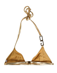 Dolce & Gabbana Gold-Tone Triangle Bikini Top DG Logo Swimwear - IT2 | S