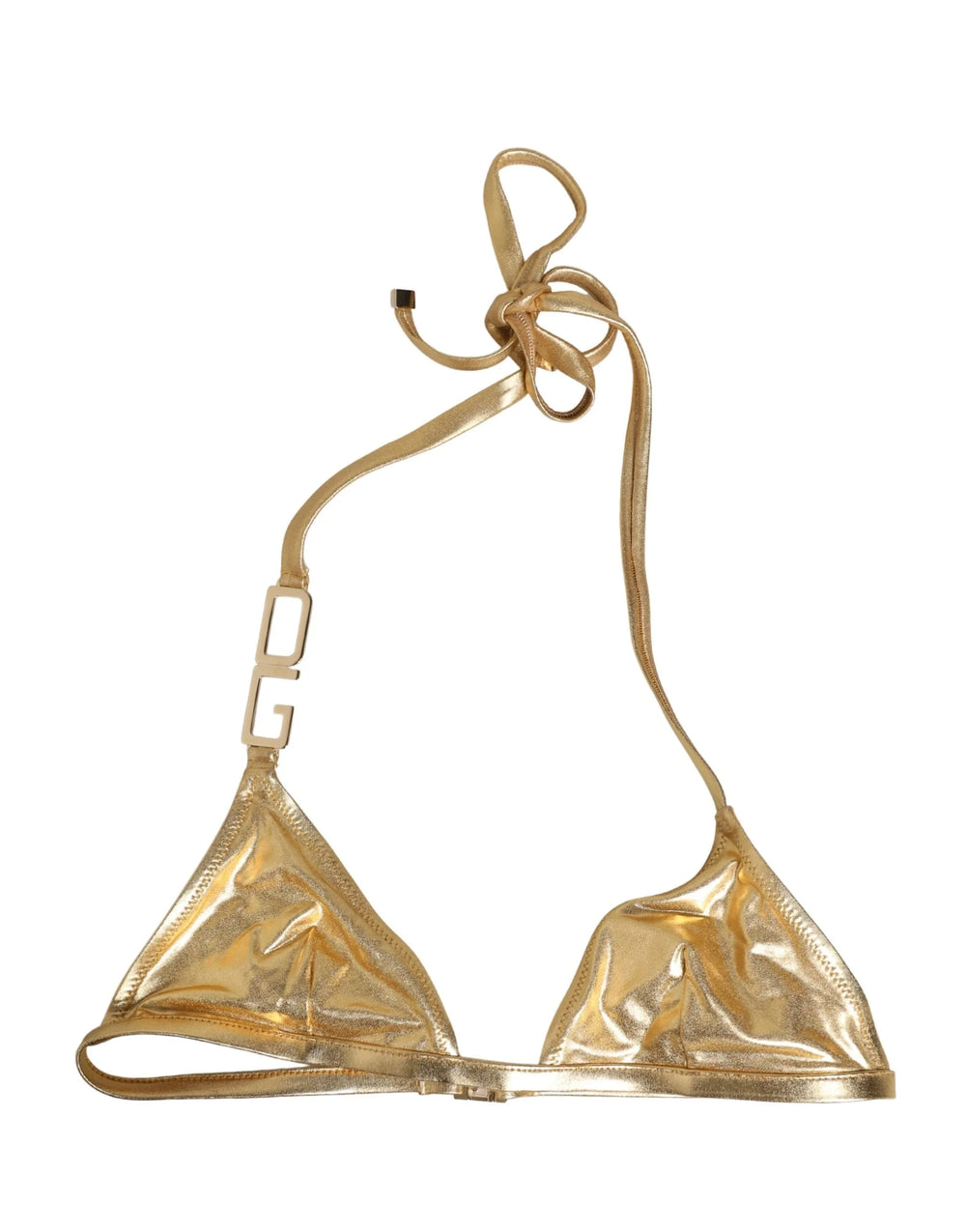 Dolce & Gabbana Gold-Tone Triangle Bikini Top DG Logo Swimwear - IT2 | S