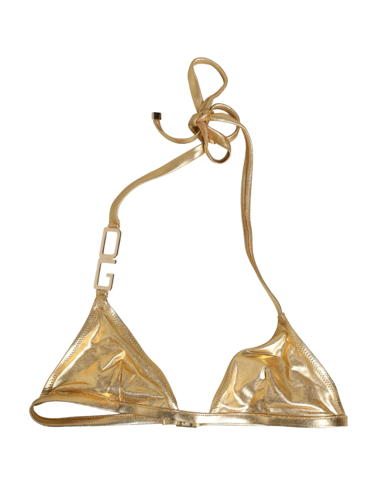 Dolce & Gabbana Gold-Tone Triangle Bikini Top DG Logo Swimwear - IT2 | S