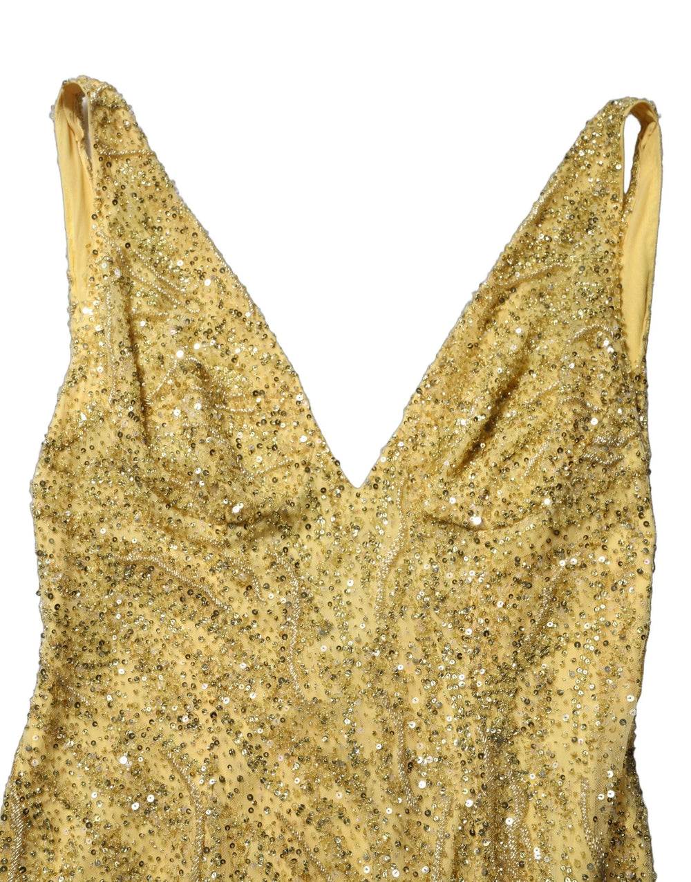Dolce & Gabbana Gold V-neckline Mermaid Sequinned Gown Dress - IT40|S