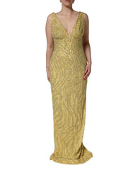 Dolce & Gabbana Gold V-neckline Mermaid Sequinned Gown Dress - IT40|S