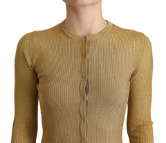 Dolce & Gabbana Gold Viscose Blend Buttons Cardigan Sweater - IT36 | XS - Cardigans