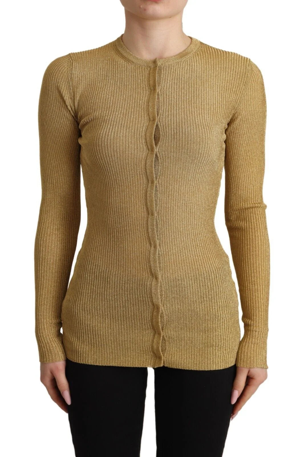 Dolce & Gabbana Gold Viscose Blend Buttons Cardigan Sweater - IT36 | XS - Cardigans