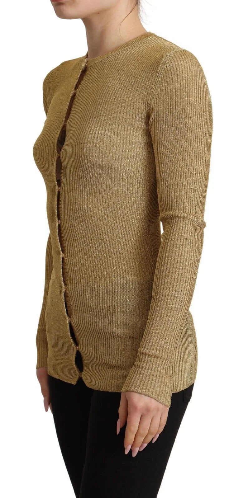 Dolce & Gabbana Gold Viscose Blend Buttons Cardigan Sweater - IT36 | XS - Cardigans