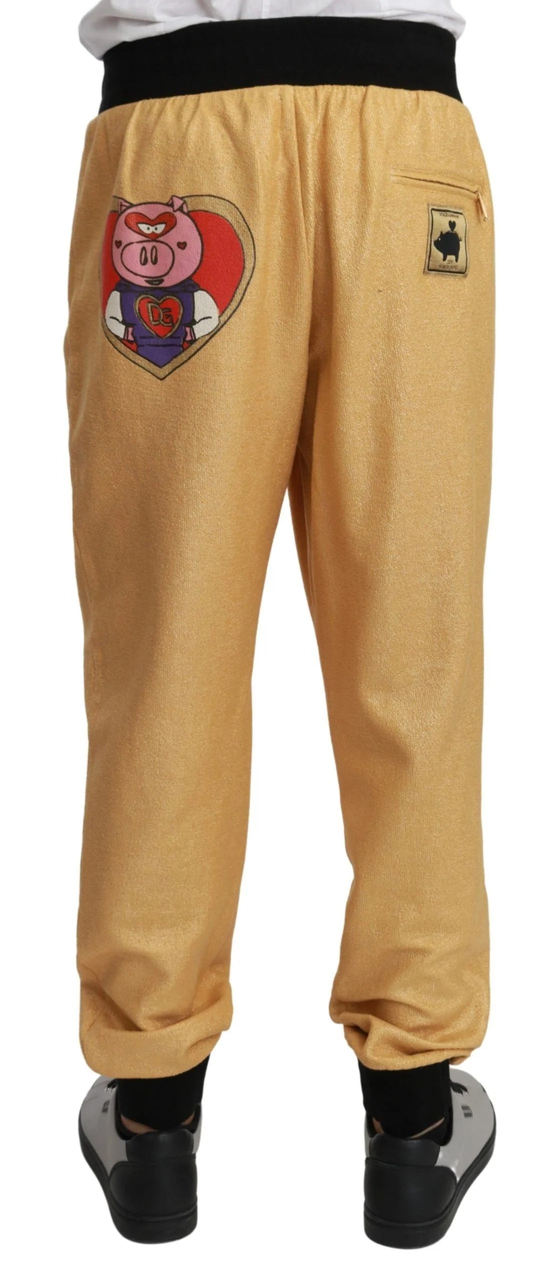 Dolce & Gabbana Gold Year Of The Pig Cotton Mens Pants - Sweatpants