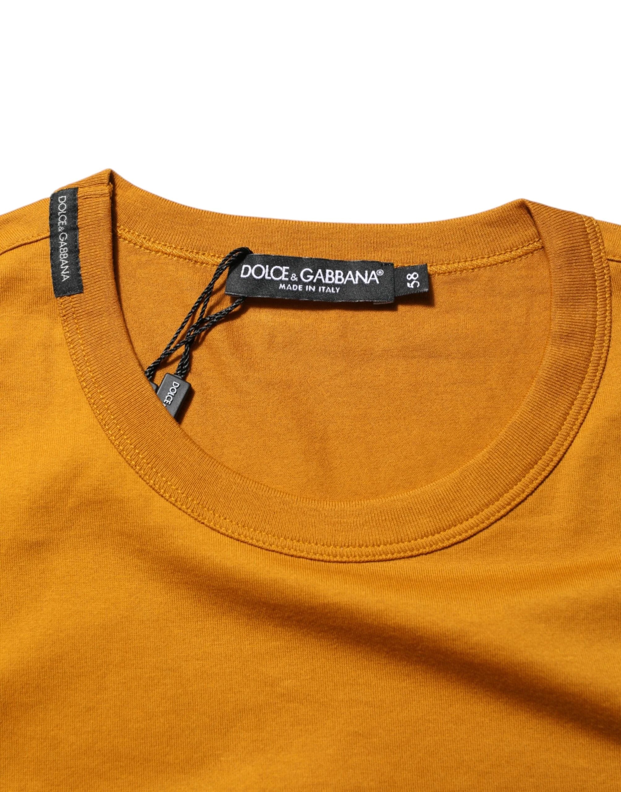 Dolce & Gabbana Golden Brown Crew Neck Short Sleeve T-shirt - IT58 | 3XL - T-Shirts