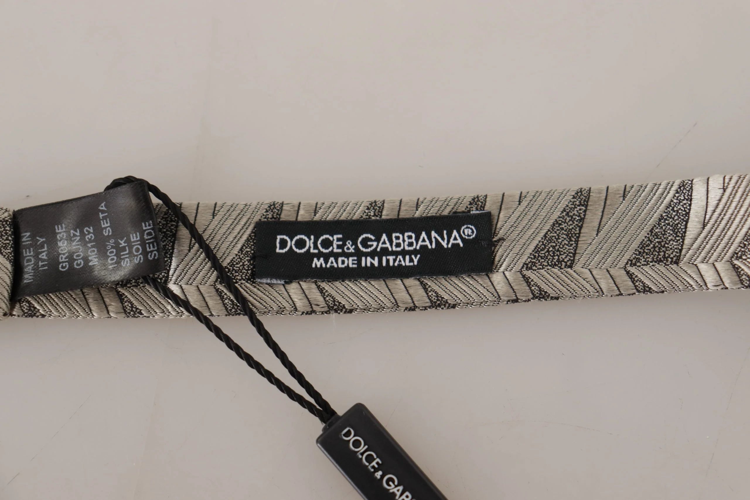 Dolce & Gabbana Gray 100% Silk Adjustable Neck Papillon Bow Tie - Neckties
