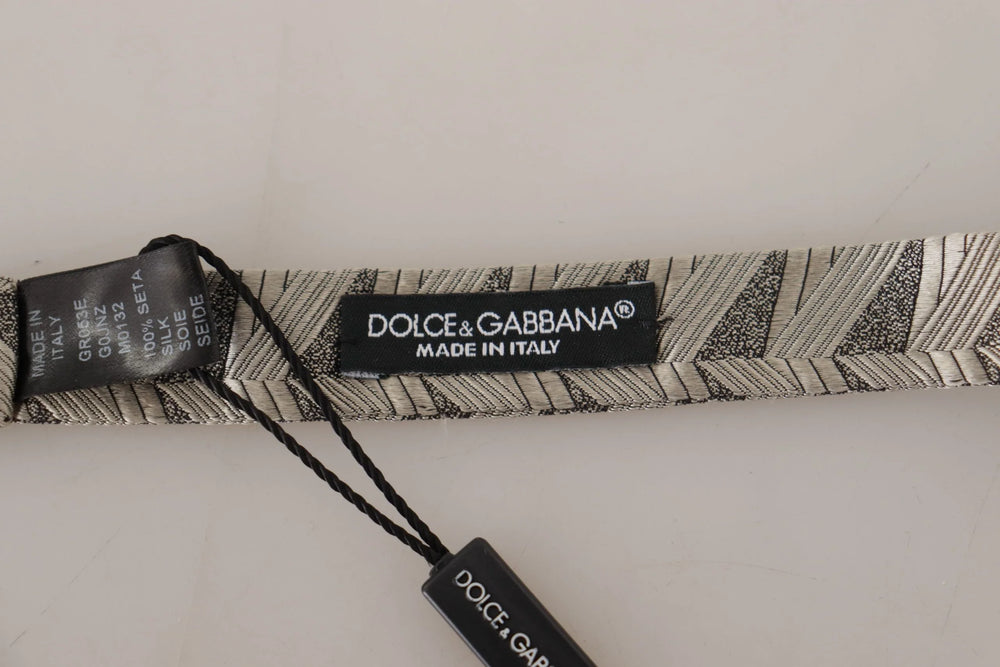 Dolce & Gabbana Gray 100% Silk Adjustable Neck Papillon Bow Tie - Neckties
