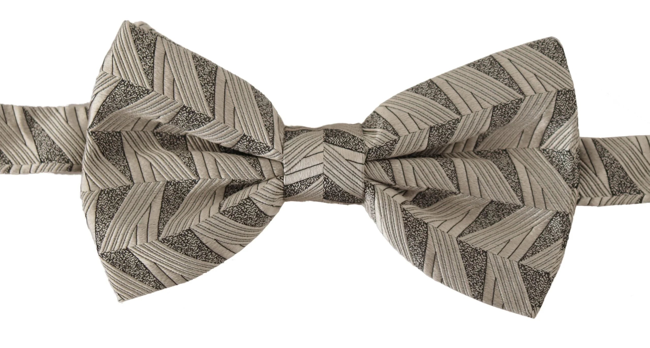Dolce & Gabbana Gray 100% Silk Adjustable Neck Papillon Bow Tie - Neckties