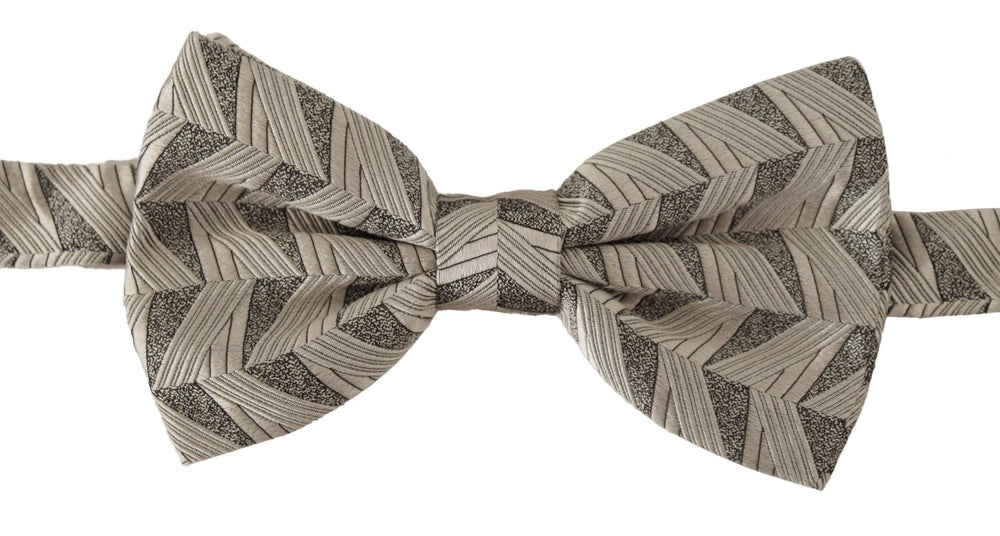 Dolce & Gabbana Gray 100% Silk Adjustable Neck Papillon Bow Tie - Neckties