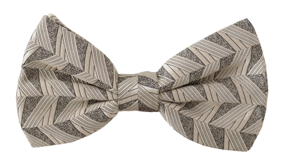 Dolce & Gabbana Gray 100% Silk Adjustable Neck Papillon Bow Tie - Neckties