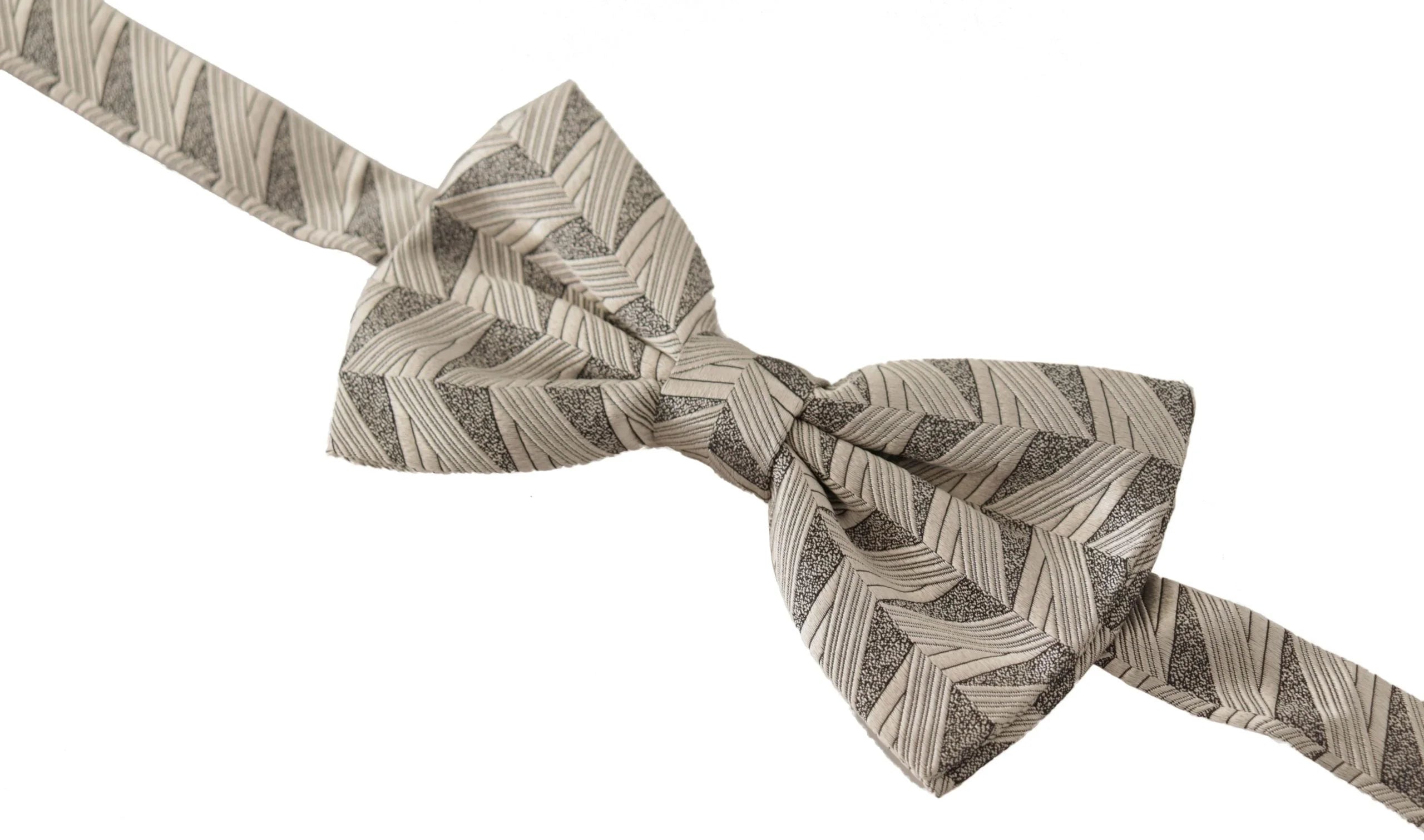 Dolce & Gabbana Gray 100% Silk Adjustable Neck Papillon Bow Tie - Neckties
