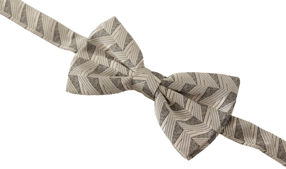 Dolce & Gabbana Gray 100% Silk Adjustable Neck Papillon Bow Tie - Neckties