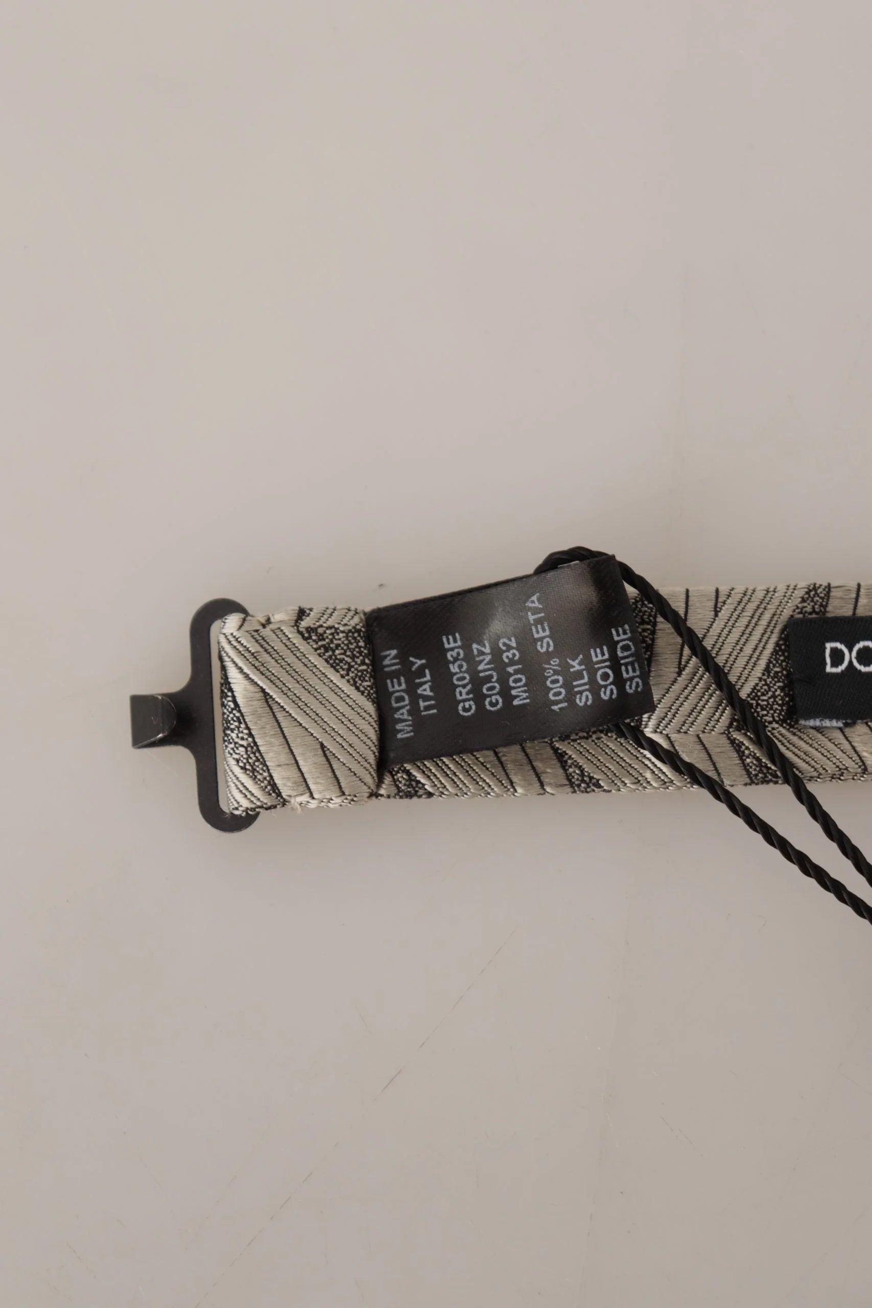 Dolce & Gabbana Gray 100% Silk Adjustable Neck Papillon Bow Tie - Neckties