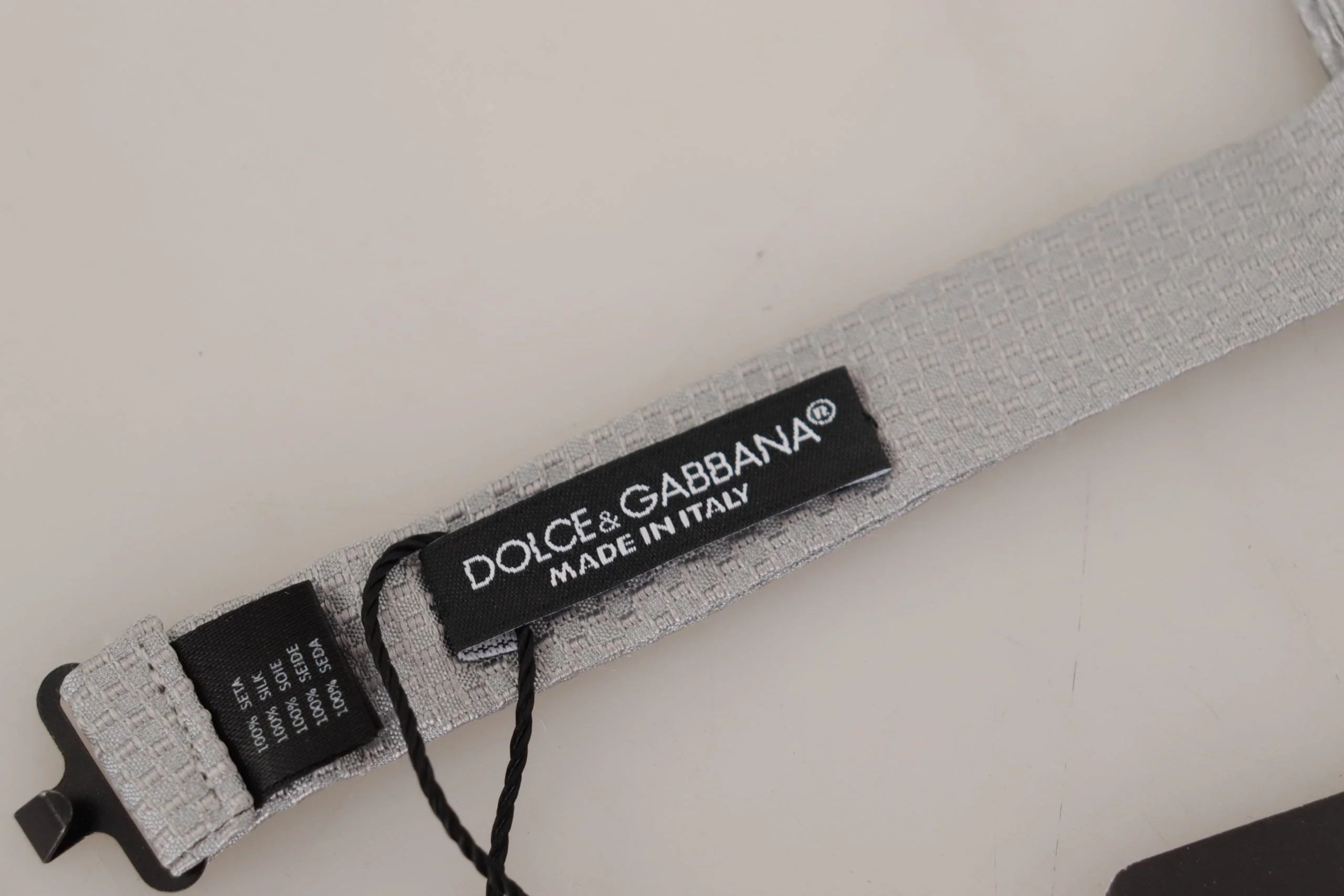 Dolce & Gabbana Gray 100% Silk Adjustable Neck Papillon Tie - Neckties