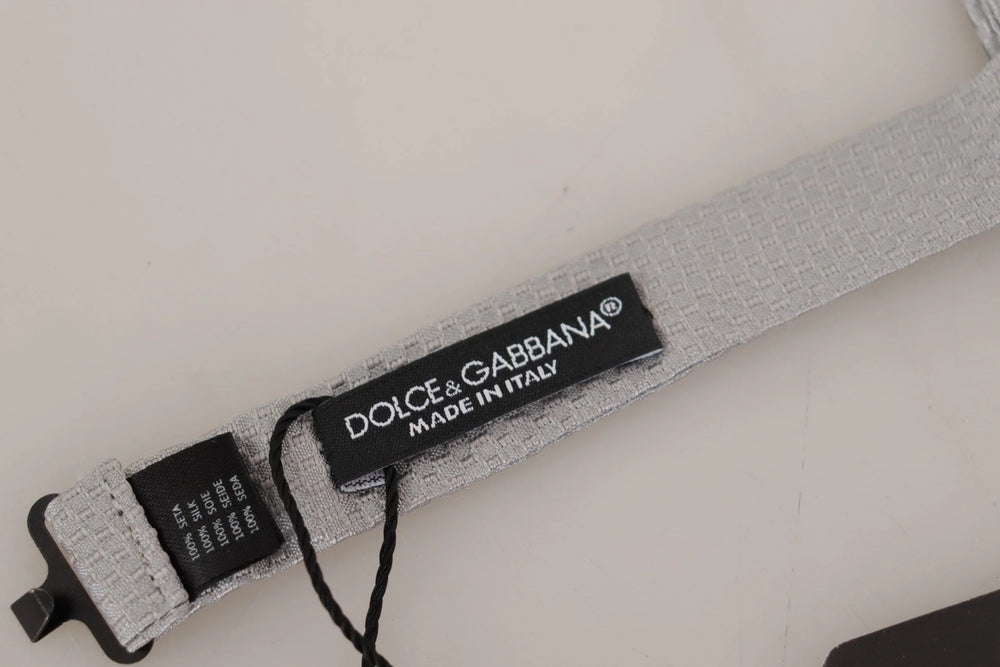 Dolce & Gabbana Gray 100% Silk Adjustable Neck Papillon Tie - Neckties