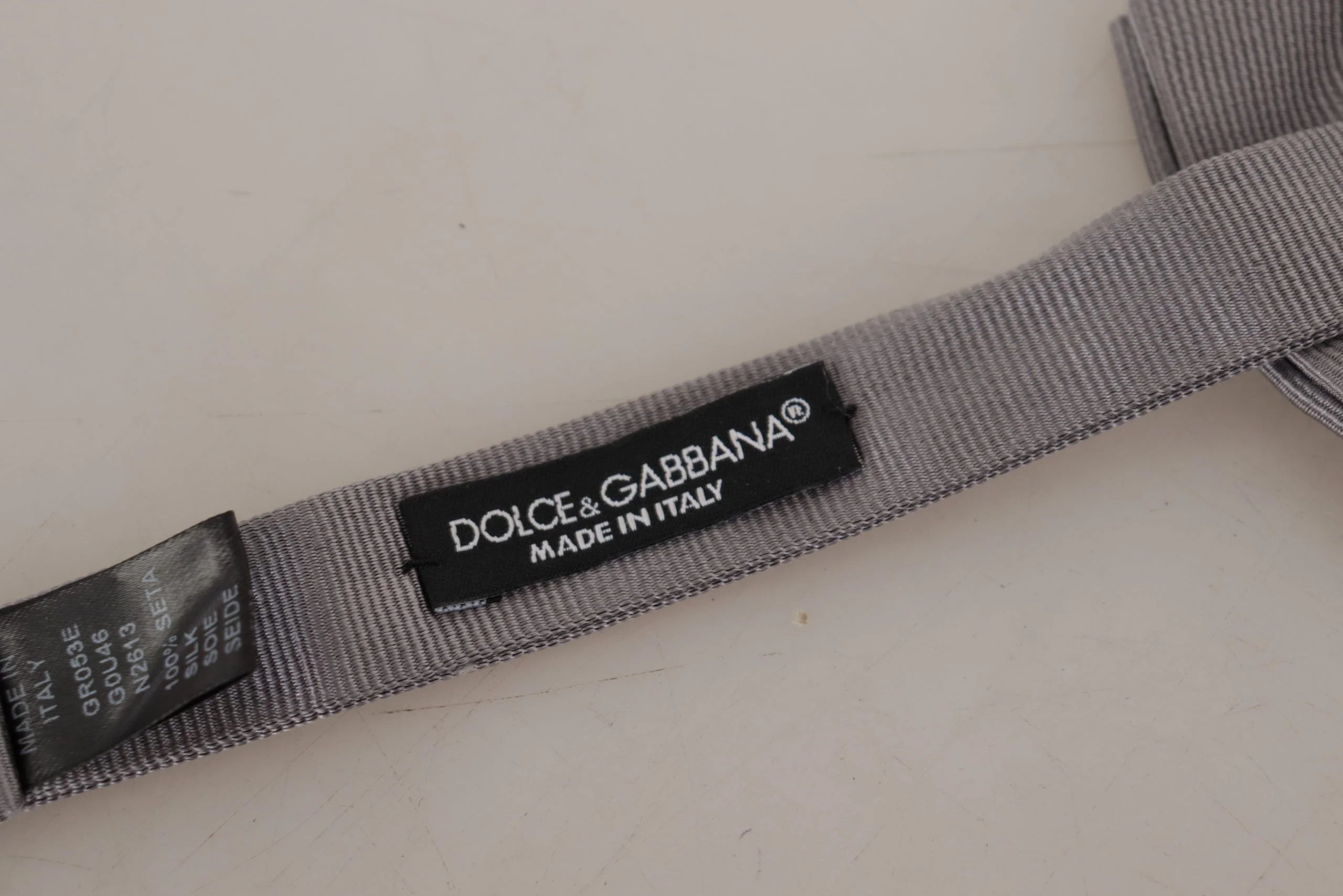 Dolce & Gabbana Gray 100% Silk Adjustable Neck Papillon Tie - Neckties