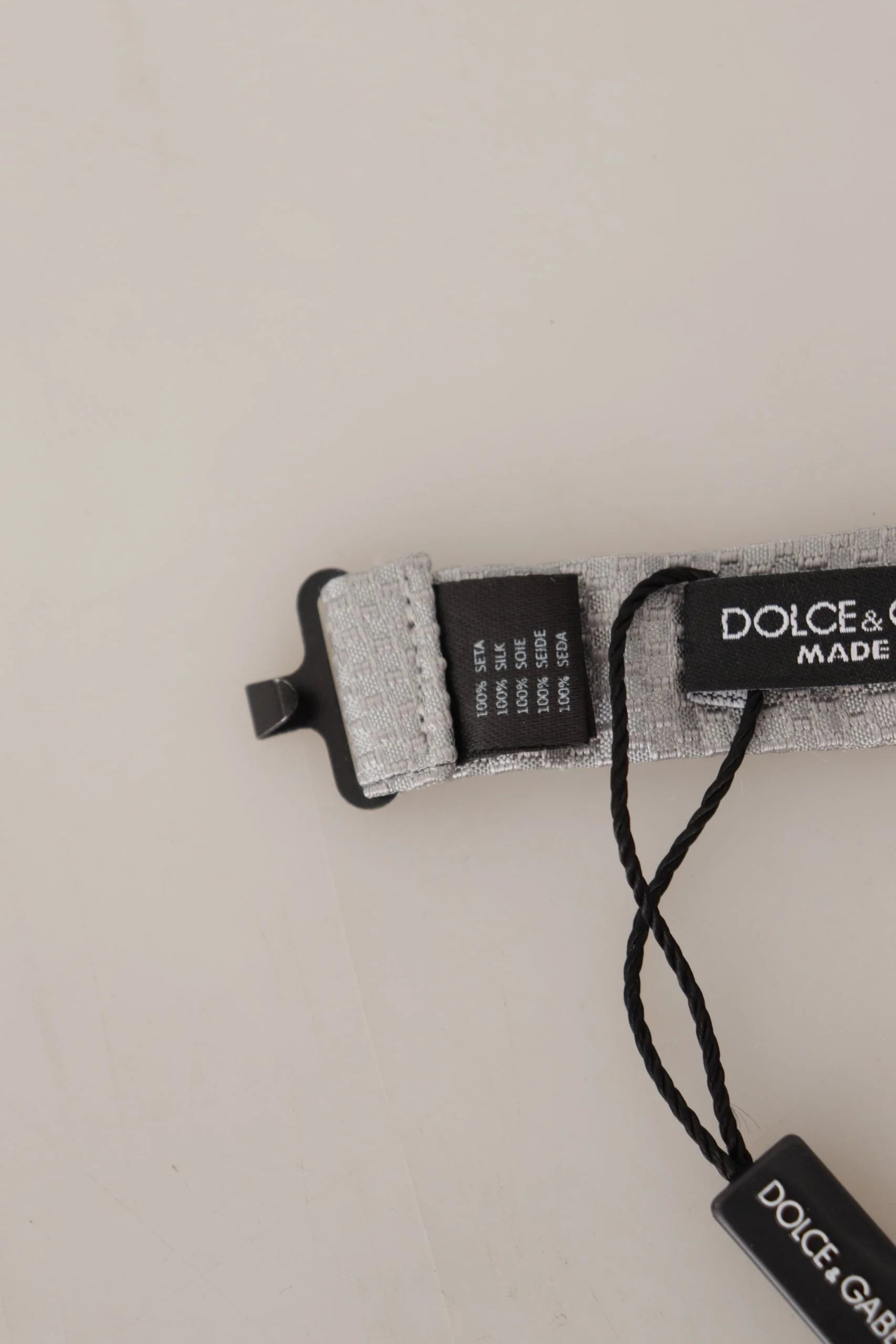 Dolce & Gabbana Gray 100% Silk Adjustable Neck Papillon Tie - Neckties