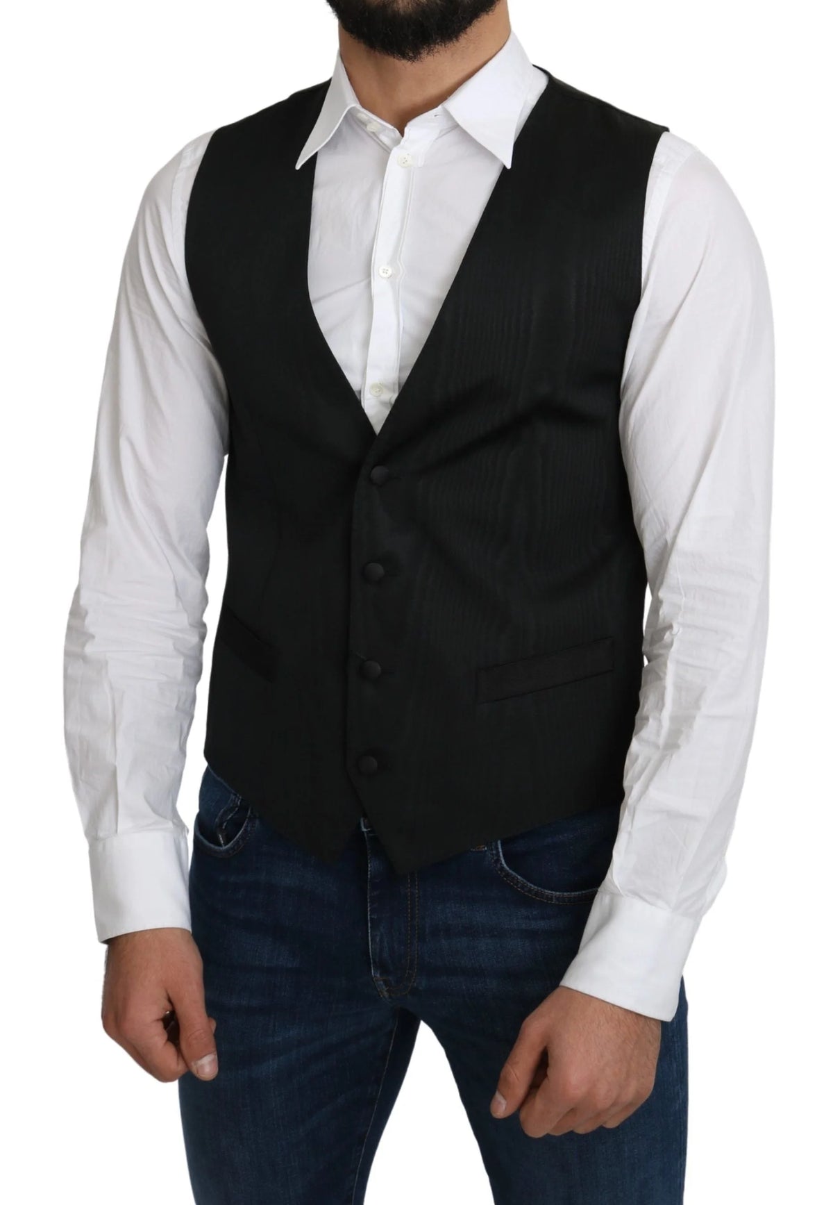 Dolce & Gabbana Gray 100% Silk Formal Coat Vest - IT46 | S - Vests