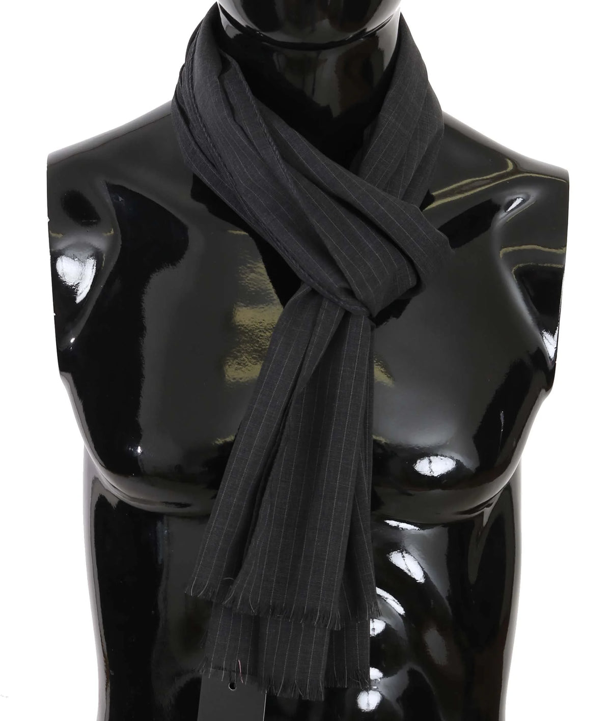 Dolce & Gabbana Gray 100% Wool Striped Pattern Wrap Scarf - Scarves & Shawls