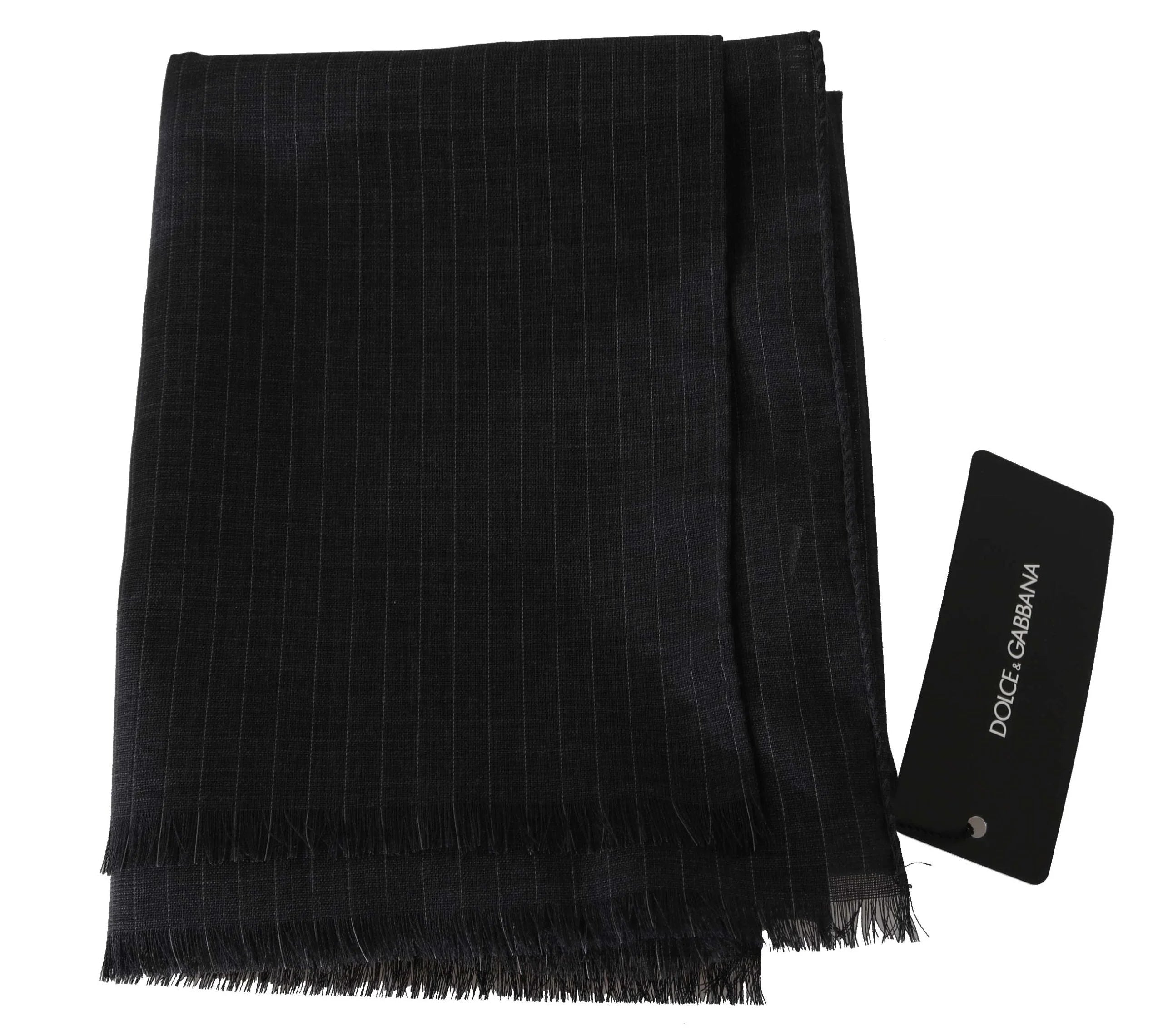 Dolce & Gabbana Gray 100% Wool Striped Pattern Wrap Scarf - Scarves & Shawls