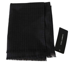 Dolce & Gabbana Gray 100% Wool Striped Pattern Wrap Scarf - Scarves & Shawls