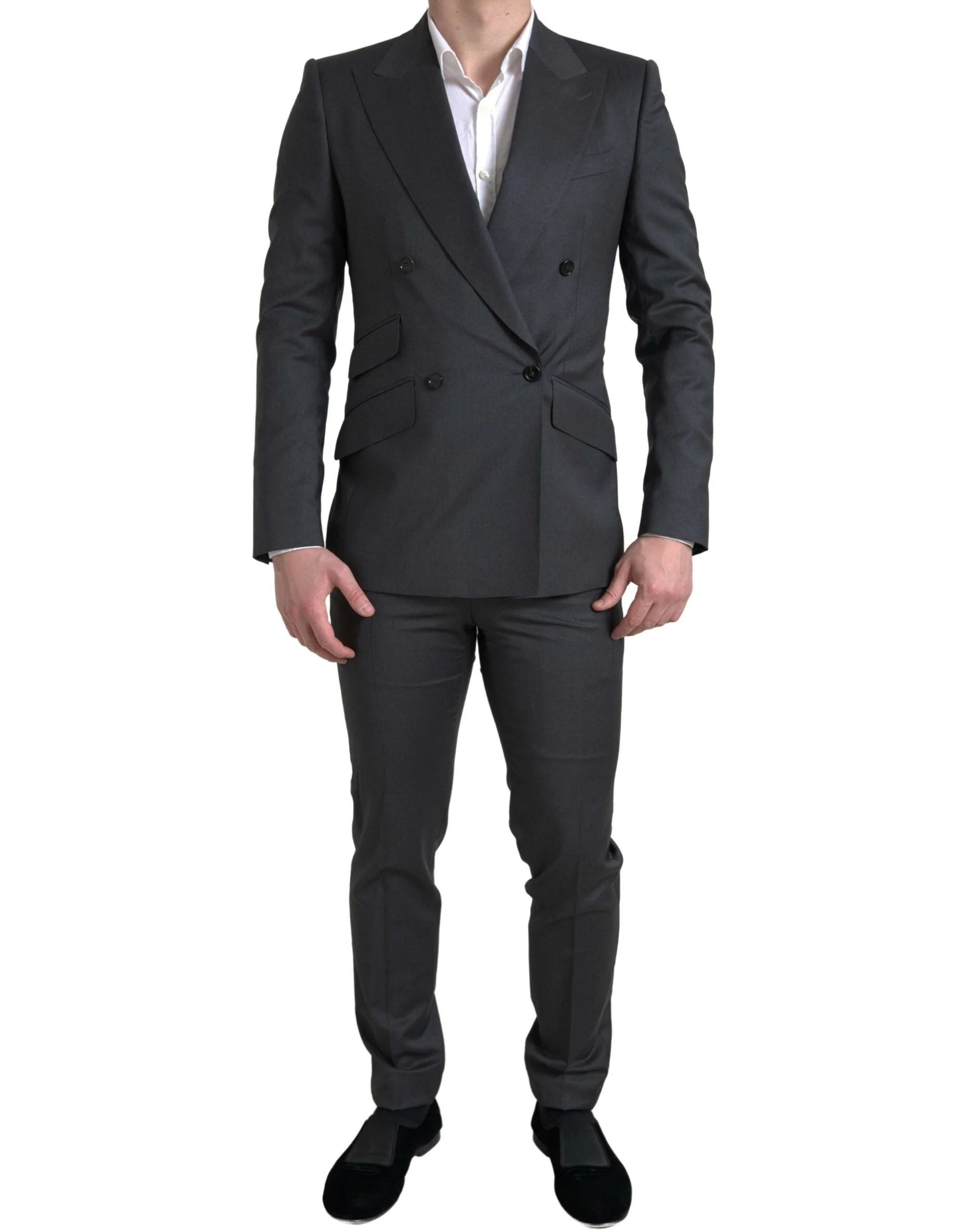 Dolce & Gabbana Gray 2 Piece Double Breasted SICILIA Suit - IT46 | S - Pant Suits