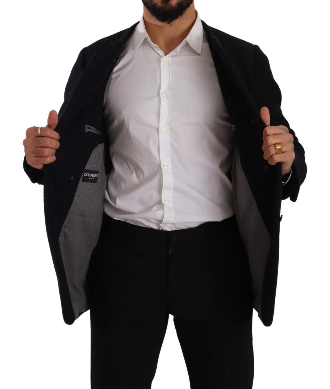 Dolce & Gabbana Gray Alpaca Button Down Men Coat Jacket - IT48 | M - Sport Jackets